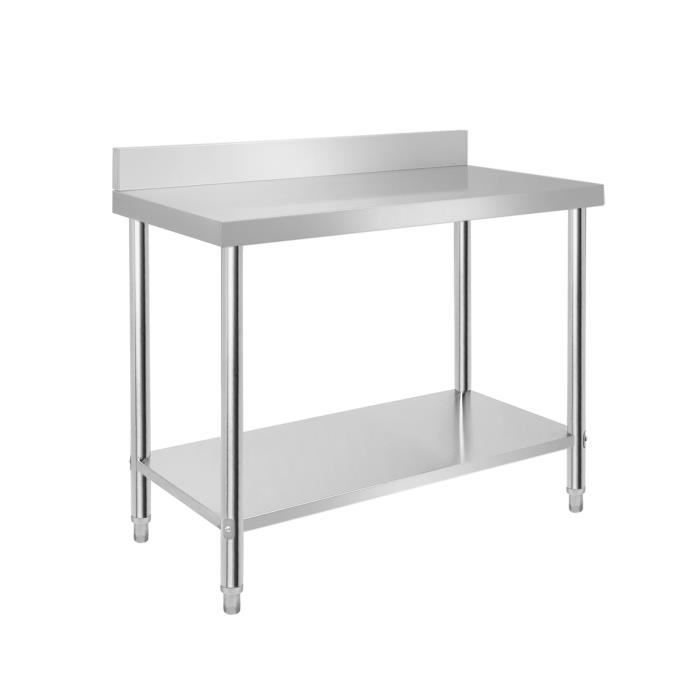 hengmei 100x60x85cm table de travail avec backsplash table de cuisine en acier inoxydable pieds réglables restaurant bar cuisine