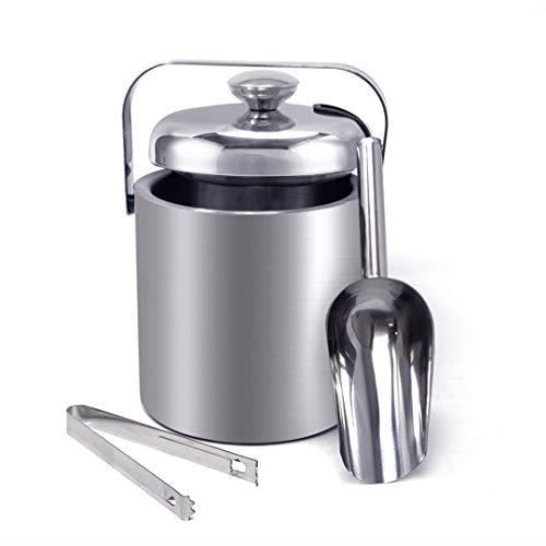 Seau à Glace Inox Et Simlicuir Beige Avec Pince (Lot De 6