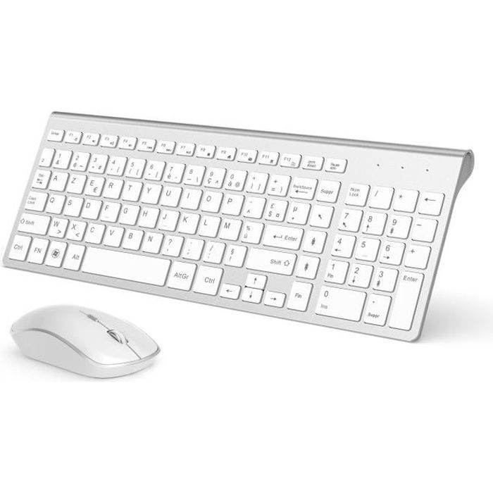 JOYACCESS Clavier Souris sans Fil 24Ghz Compacte Clavier Fil sans Portable Silencieux 2400 DPI Ergonomique Clavier Souris pour PC