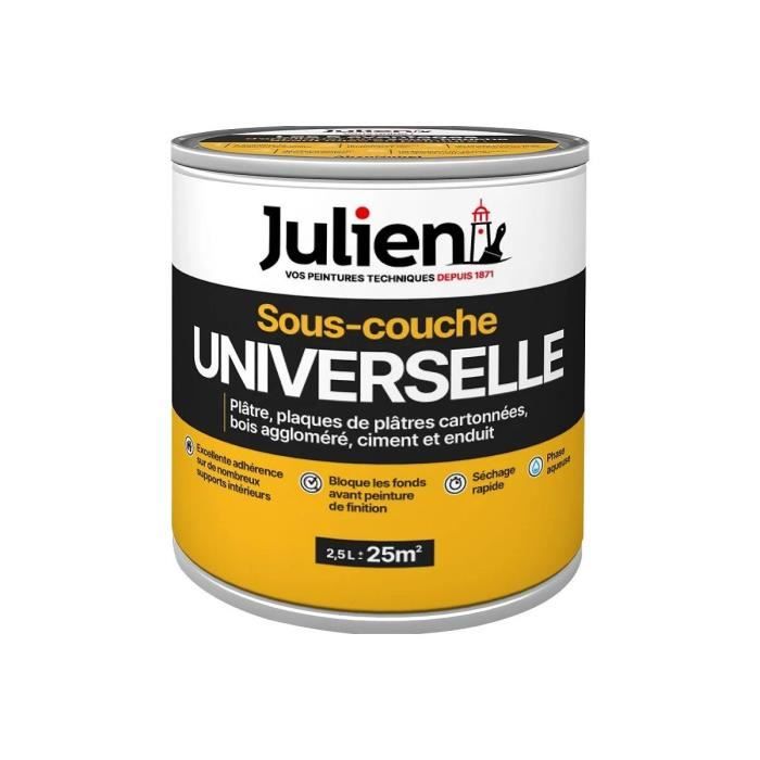 Sous-couche universelle pour plâtre, aggloméré, ciment et enduit Julien mat blanc main image 1