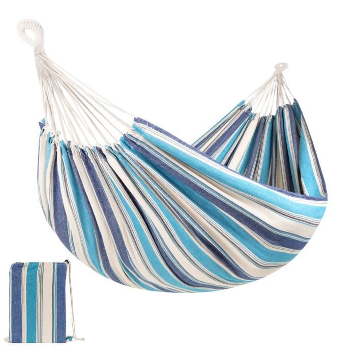 Hamac à 2 Personnes Toile 150*200*290cm Charge 150kg Hamac double Chaise Suspendue pour terrasse balcon jardin extérieur camping