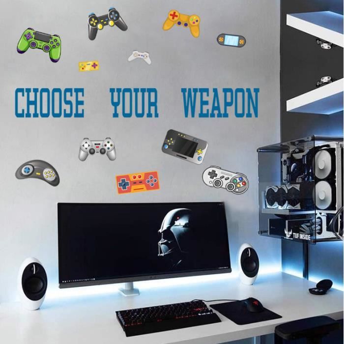 Sticker Murale Gamer Géant En Forme De Manette - Déco Chambre Ado Garçon, Style Aquarelle, 78x73 Cm - 8