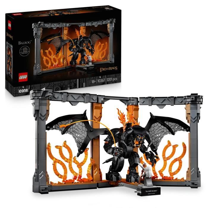 LEGO Icons Le Seigneur des Anneaux : Book Nook du Balrog - Set de Construction - Décoration pour Étagère DIY - Minifigurine de Ganda