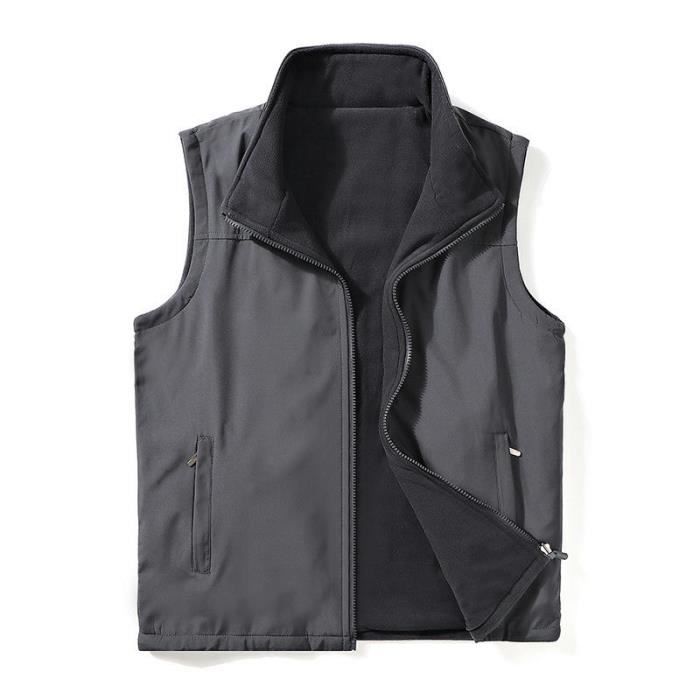 Gilet Polaire Matelassé Sans Manches Pour Homme - Grande Taille Jusqu'au 5XL - Chaud, Léger, Col Roulé - Pour Extérieur Et Quotidien