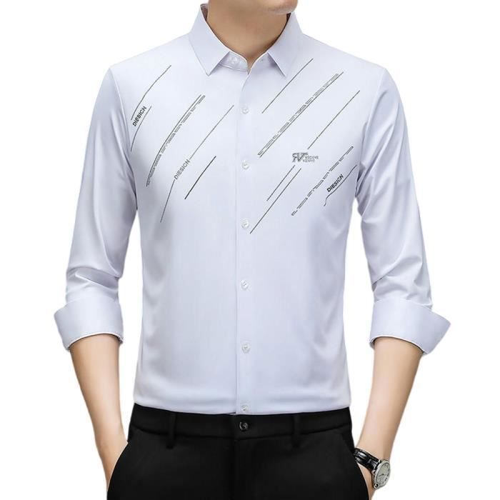 Chemise à Manches Longues Pour Homme - Chemise D'affaires Infroissable - Extensible - Coupe Droite - Facile à Repasser - Couleur Unie - Chemise De Travail - Chemise à Manches Longues - Pour L'été