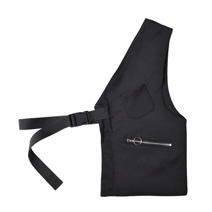 Gilet femme noir boucle fendue Joint gilet irr?�gulier col en V sans manches Blanc - Cdiscount 