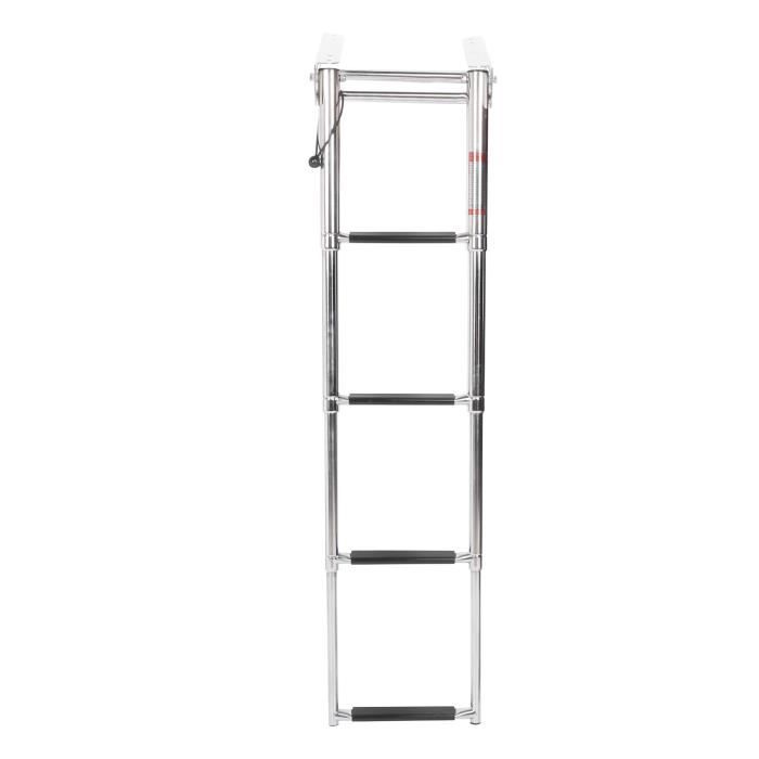 Aqxreight - Échelle De Bateau Pliante Télescopique 4 Marches | Acier Inoxydable 304 | Pédales Antidérapantes | Capacité 540 Kg - 6