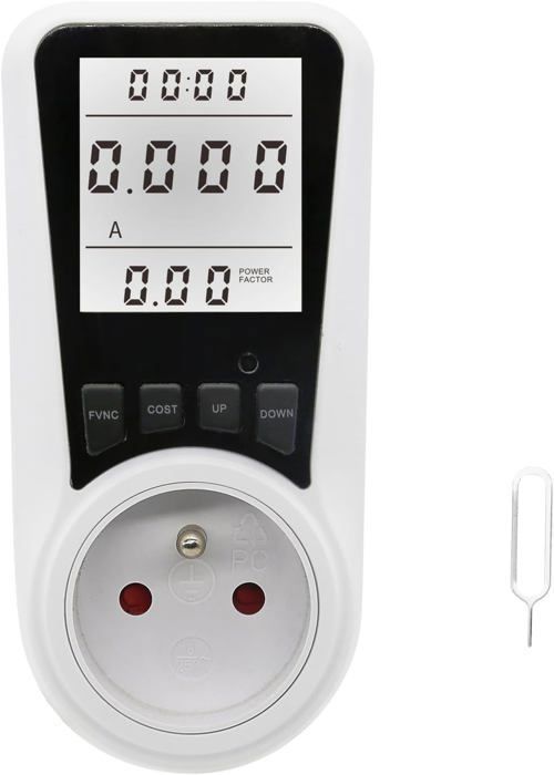 Wattmètre Prise Compteur d'Énergie, Consommation d'Énergie avec 7 Modes Surveillance,Écran LCD Rétroéclairé,Surcharges de Protection