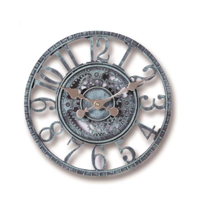 Horloge Murale Jardin Extérieur 14 Pouces - Thermomètre Et Hygromètre - Étanche IP44 - Pile AA