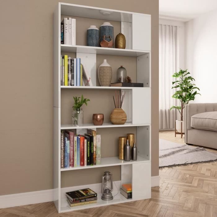 bibliothèque meuble escalier à livres ovonni - scandinave moderne - blanc brillant - 80x24x159