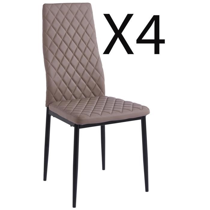 lot de 4 chaises de salle à manger rembourrées en simili-cuir -longueur 43 x profondeur 44 x hauteur 98 cm