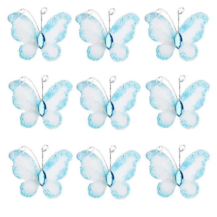 Rose 50pcs Papillons de Bas de Maille Scintillants