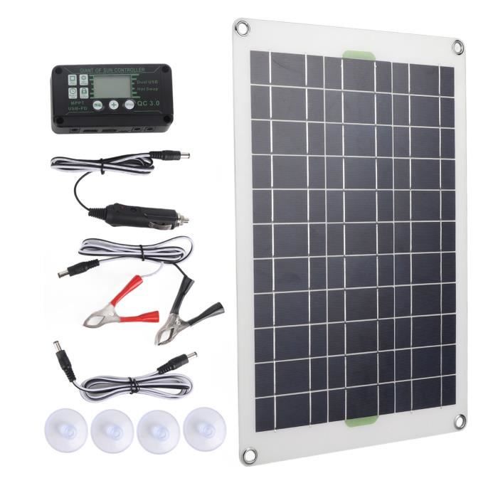 Qiilu Kit de panneau solaire Kit de Chargeur Solaire Portable, Chargeur de Panneau Solaire 30A 50W pour Bateau sport entretien