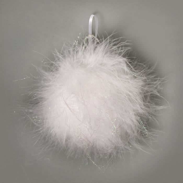 Boule déco - Plume et paillette - Ø 6 cm - Blan... - Cdiscount Maison