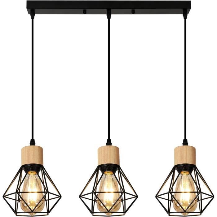 IDEGU Lampe à Suspension Industrielle, 3 Lumières Lustre à