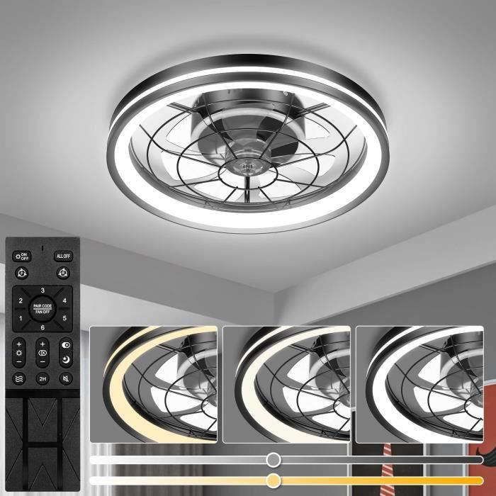 Ventilateur Plafond Avec Lumière Led Dimmable Télécommande Moteur Dc