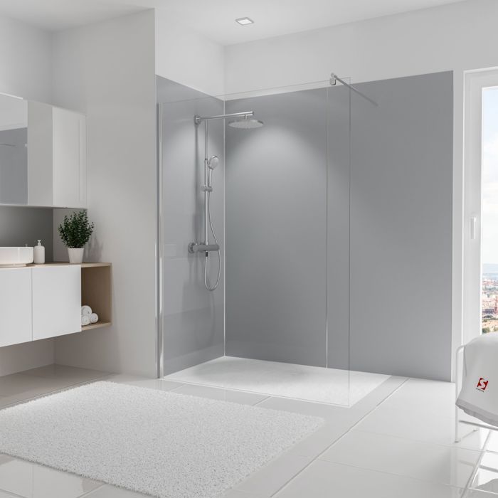 couleur gris argenté 90x210 cm Schulte D1900911-2-F 679 Lot de 2 panneaux muraux pour salle de bains DécoDesign COULEUR revêtement décoratif douche 3 profilés
