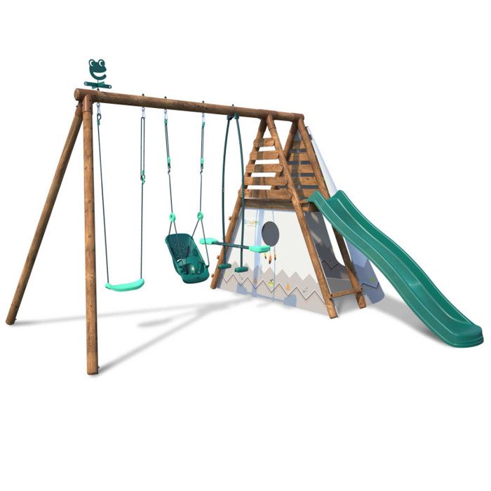 Soulet Balancoire En Bois Eco Responsable Avec Tipi Portique Camelia Balancoire Siege Bebe Vis A Vis Toboggan Cdiscount Jeux Jouets