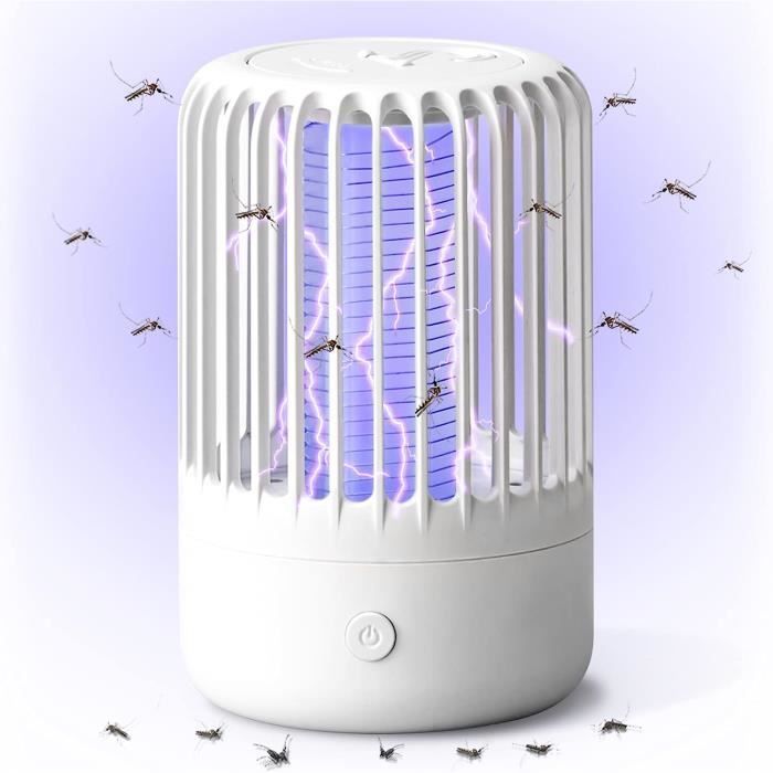 Lampe Anti-moustiques Rechargeable USB – 4500V, Lumière LED, Couverture 100 M²