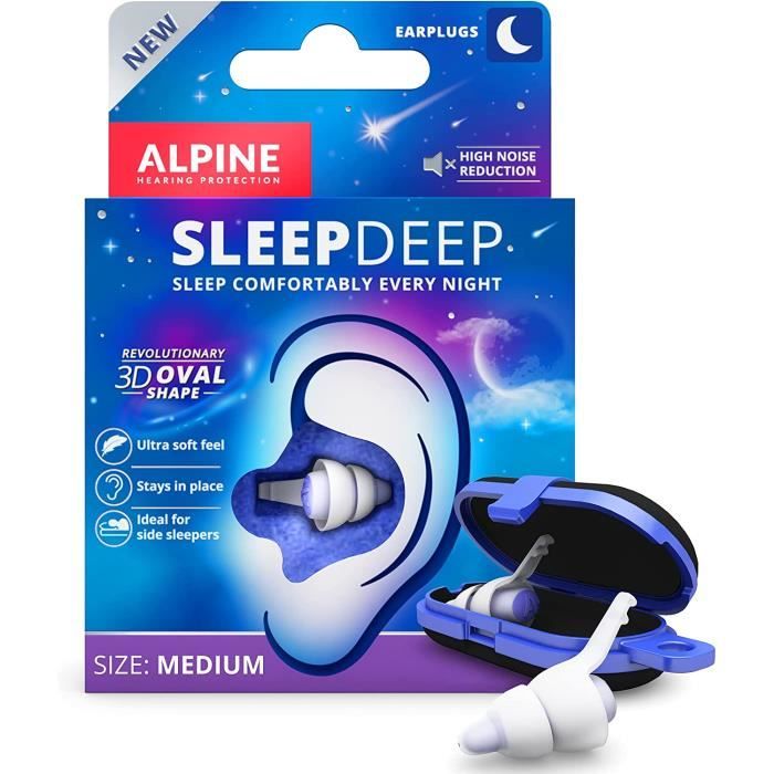 Bouchons D'oreille Alpine SleepDeep - Pour Mieux Dormir - Réduction Bruit Quotidien