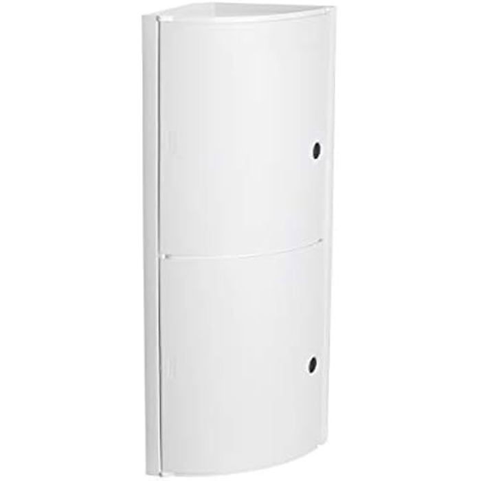 Armoire de Rangement Suspendue - TATAY - Salle de Bain - 2 Portes Translucides - 2 Étagères - Plastique Blanc