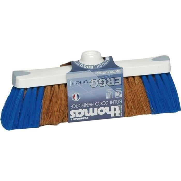 Balai fibre de coco renforcé moustache - ergotouch - marron et bleu