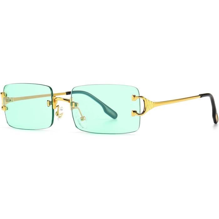 Lunettes de soleil rectangulaires sans monture - Bleu main image 0