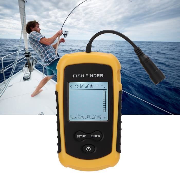 Détecteur De Poissons Portable LUCKY - Sondeur Profondeur 100m - Écran LCD - Pour Pêche En Bateau, Kayak - Alimentation 4xAAA