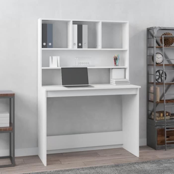vidaXL Bureau avec étagères Blanc 102x45x148 cm Bois dingénierie 823000