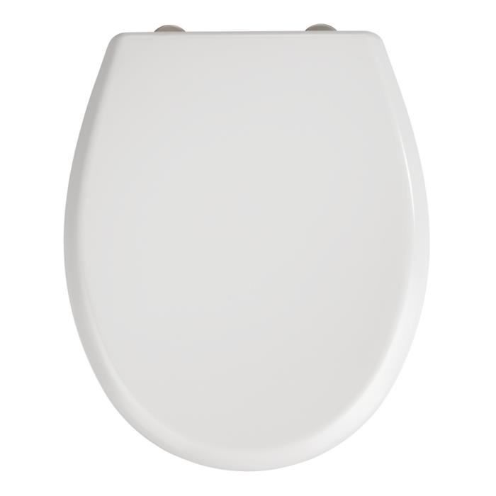 Abattant WC WENKO Ikaria - Frein De Chute Silent-Close, Antibactérien, Fixation Clip INOX - Blanc Mat 37x44,5cm