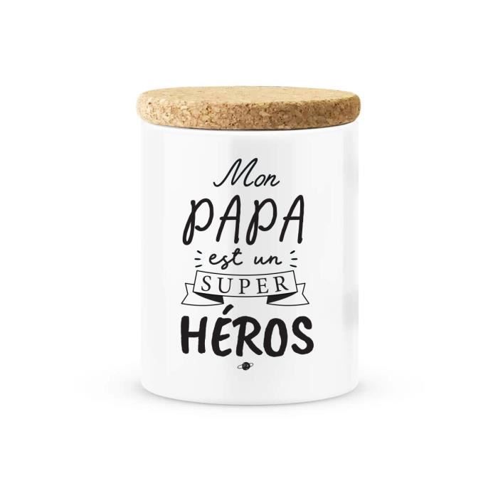 Pot Ceramique Avec Couvercle En Liege Citation Mon Papa Est Un Super Heros Ref 3047 Cdiscount Beaux Arts Et Loisirs Creatifs
