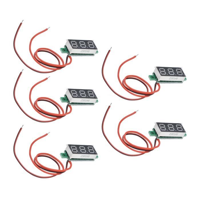 5 Mini Voltmètres Numériques DC 0-100V - Testeur Tension 0.28" 5 Couleurs