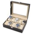 10 grille en cuir montre boîte vitrine boîte collection de bijoux organisateur de stockage boîte de montre-bracelet HB056-1