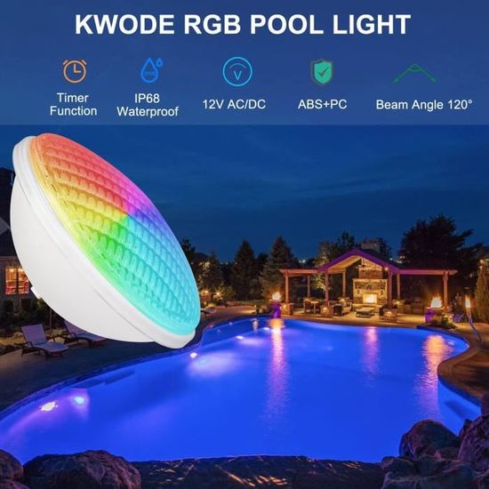 Lampe Piscine LED CXhome 12V Submersible - Contrôle APP, RGB 16M Couleurs, IP68, 5m Fil