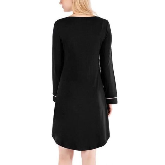 Robe Chemise Tunique Femme Noire - Manches Longues - Taille 36/38 (38) - Marque Faley - Occasion Très Bon état