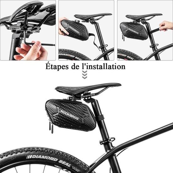 ROCKBROS Sac de selle de vélo, sacoche à outils étanche avec coque 3D