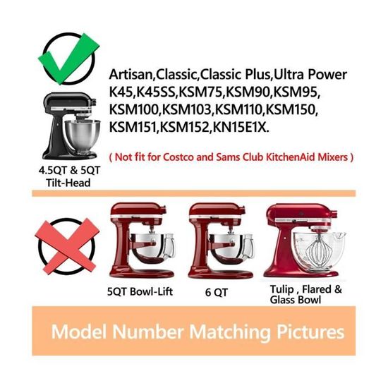 Crochet Pétrisseur KitchenAid HOMGEN - Acier Inoxydable - Compatible Séries Pro 5 Et 600