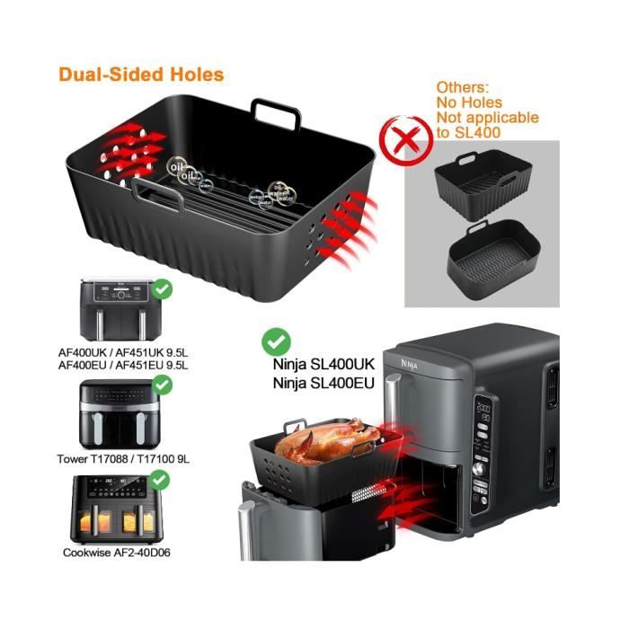 Accessoires Pour Friteuse à Air Cosori Et Ninja SL400 - Set Avec Moules Silicone, Brochettes, Gants Et Papier Cuisine - 3