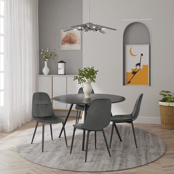 Chaise de salon, séjour et salle à manger ZEN - Design et moderne - Gris  foncé - Pieds en métal argenté - Bella Home