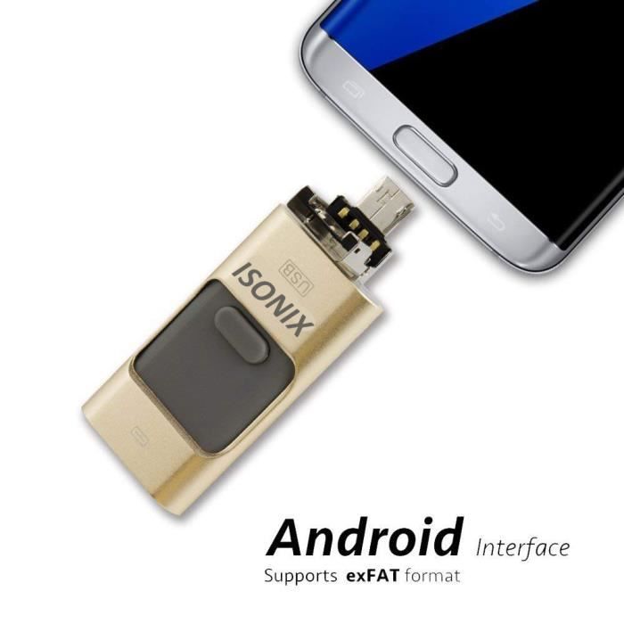 Clé USB 64 go 3 en 1 Compatible IOS/Android Pour Apple Iphone X/8