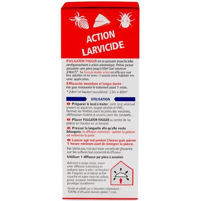 FULGATOR Insecticide FOGGER Antiparasitaire Efficace contre gale, punaises de lit, araignées