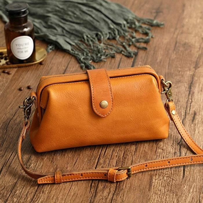 Mini sac fourre-tout en cuir : style vintage, cuir au tannage végétal