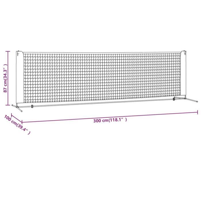 Filet De Tennis Noir Et Rouge – 500 X 100 X 87 Cm – Polyester Et Acier – Sac De Transport Inclus – Idéal Jardin Et Entraînement