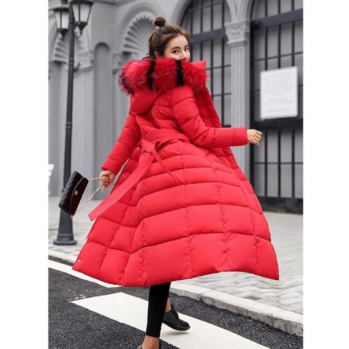 Doudoune rouge fourrure top