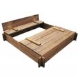 Bac à sable carré en bois avec couvercle 120 x 120 x 20 cm (L x I x H) -YAP-2