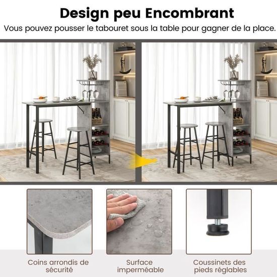 GIANTEX Ensemble De Salle à Manger Pliable Avec 2 Tabourets, Table De