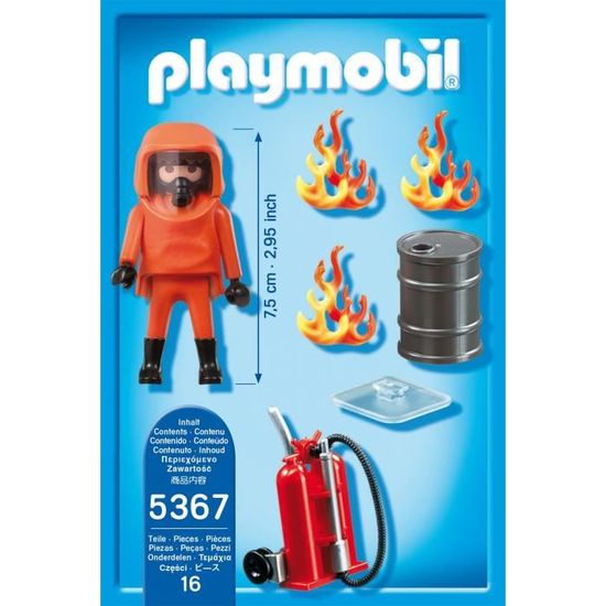 G1103 POMPIERS PLAYMOBIL Lot de 2 Maques à Gaz Jaune Vintage 