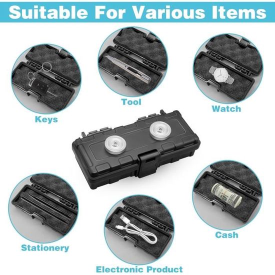 Lot De 3 Boîtiers Magnétiques Pour Cacher Une Clé De Rechange – Sous Voiture, Maison Ou Bureau, Noir, Résistant