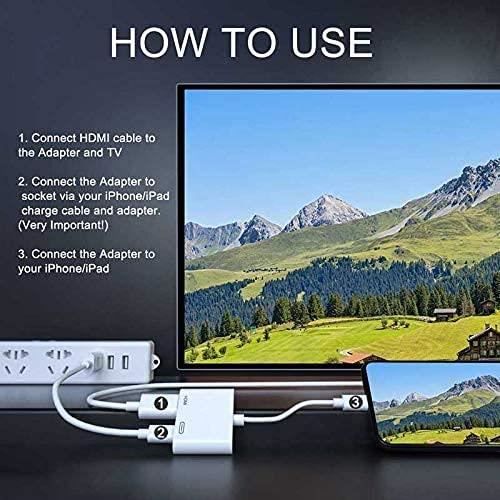 Adaptateur HDMI Pour IPhone IPad - Câble Digital AV 1080P HDTV Miroir Écran Vers TV - Compatible IPhone 14/13/12/XS/XR/8/7/6