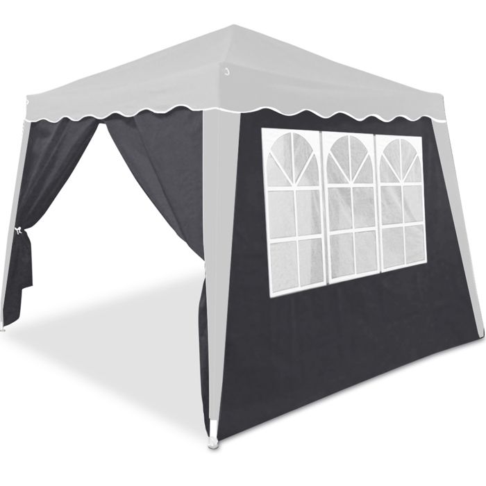 2 Parois Latérales Pour Tonnelle De Jardin 3x3m - Imperméables, Fenêtre + Fermeture éclair - Beige, Fixation Velcro